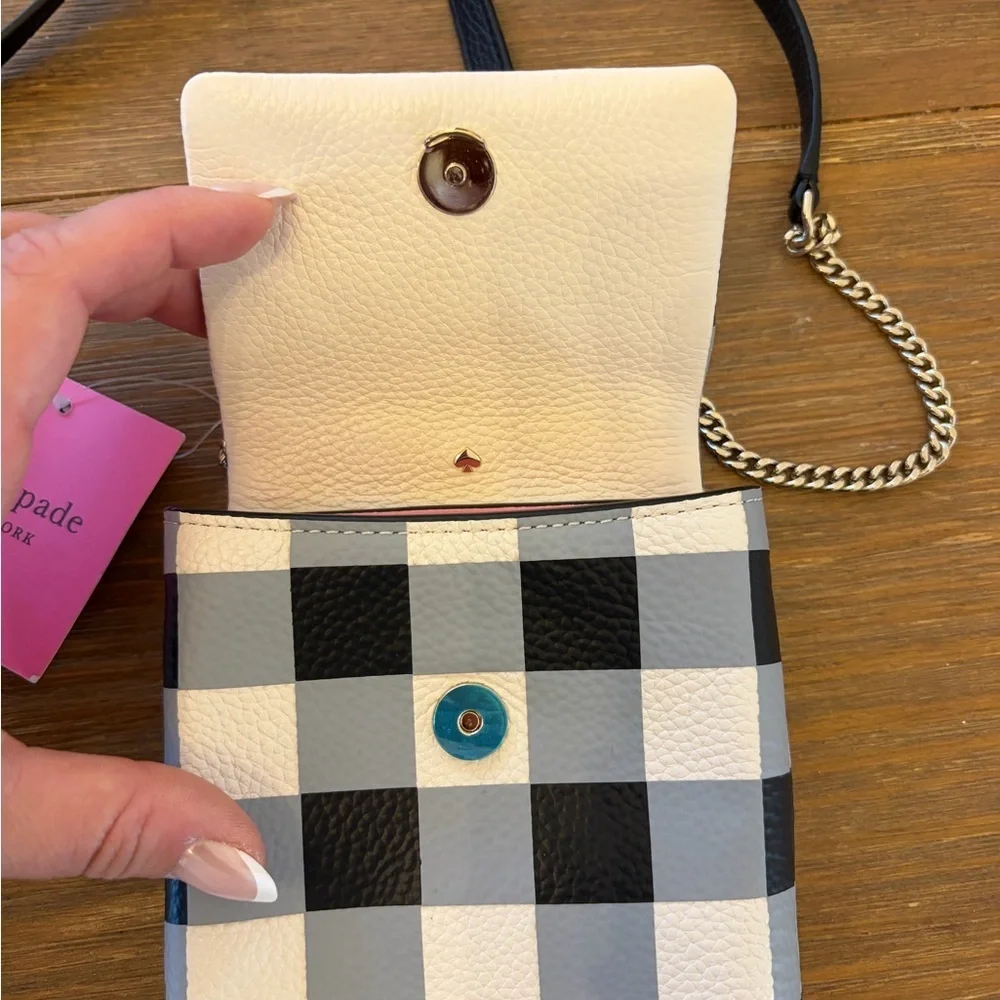 Kate Spade Gingham Crossbody Bag in Black and White